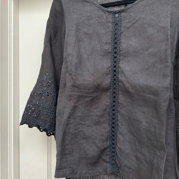 Black Buttoned Blouse with Rounded Neckline - Picture 2 of 5